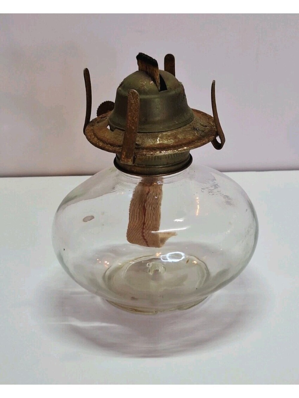 Antique Clear Glass Kerosene Oil Lamp No. 2 Queen Anne